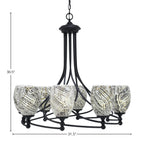 Capri Eight Light Chandelier in Matte Black with 5" Natural Fusion Shade