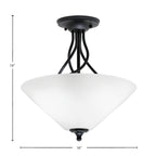 Capri Three Light Semi-Flush Mount in Matte Black with 16" White Marble Shade