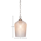 Cordova One Light Pendant in Brushed Nickel with 9" Clear Textured Shade