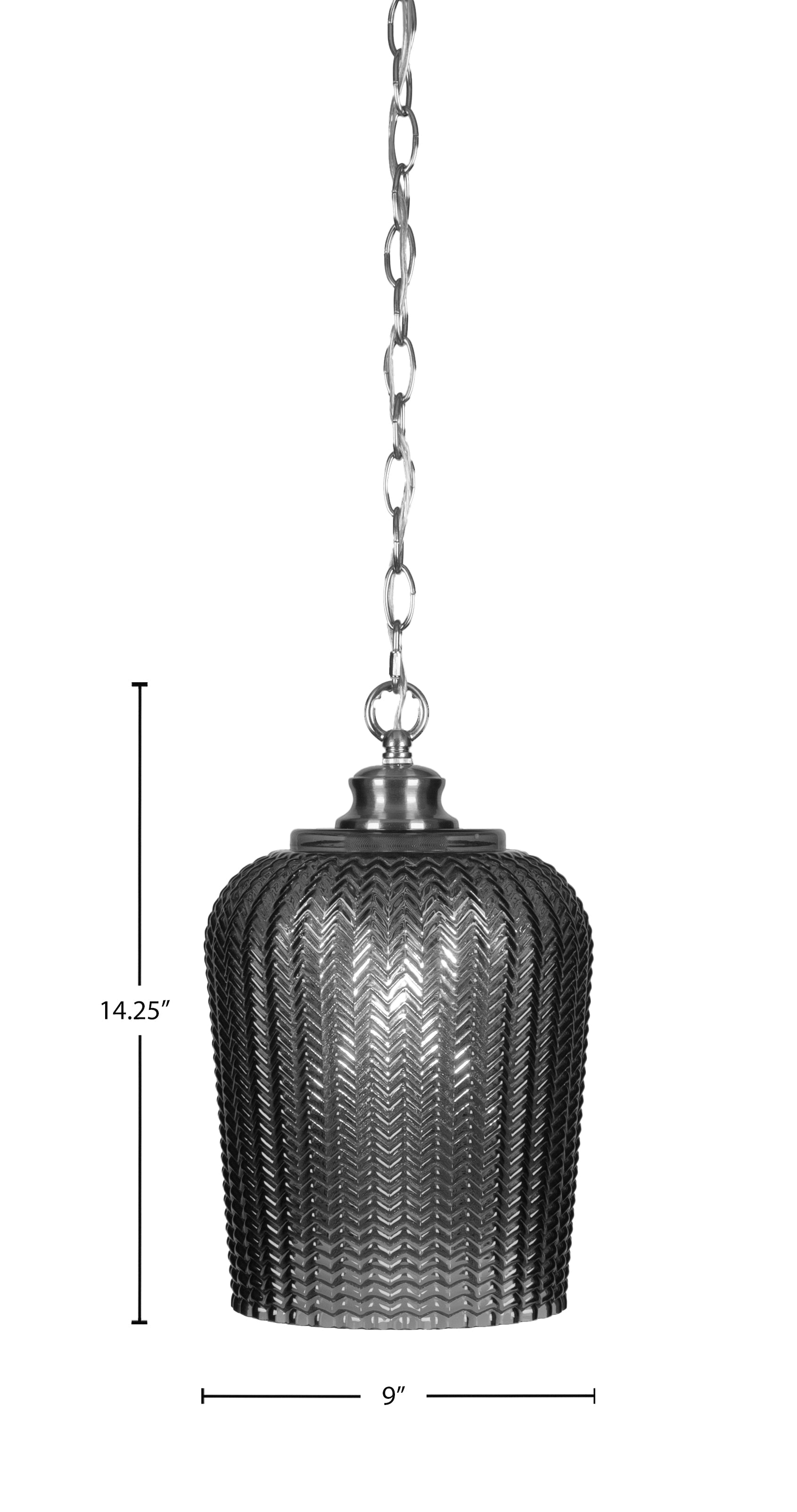 Cordova One Light Pendant in Brushed Nickel with 9" Smoke Textured Shade