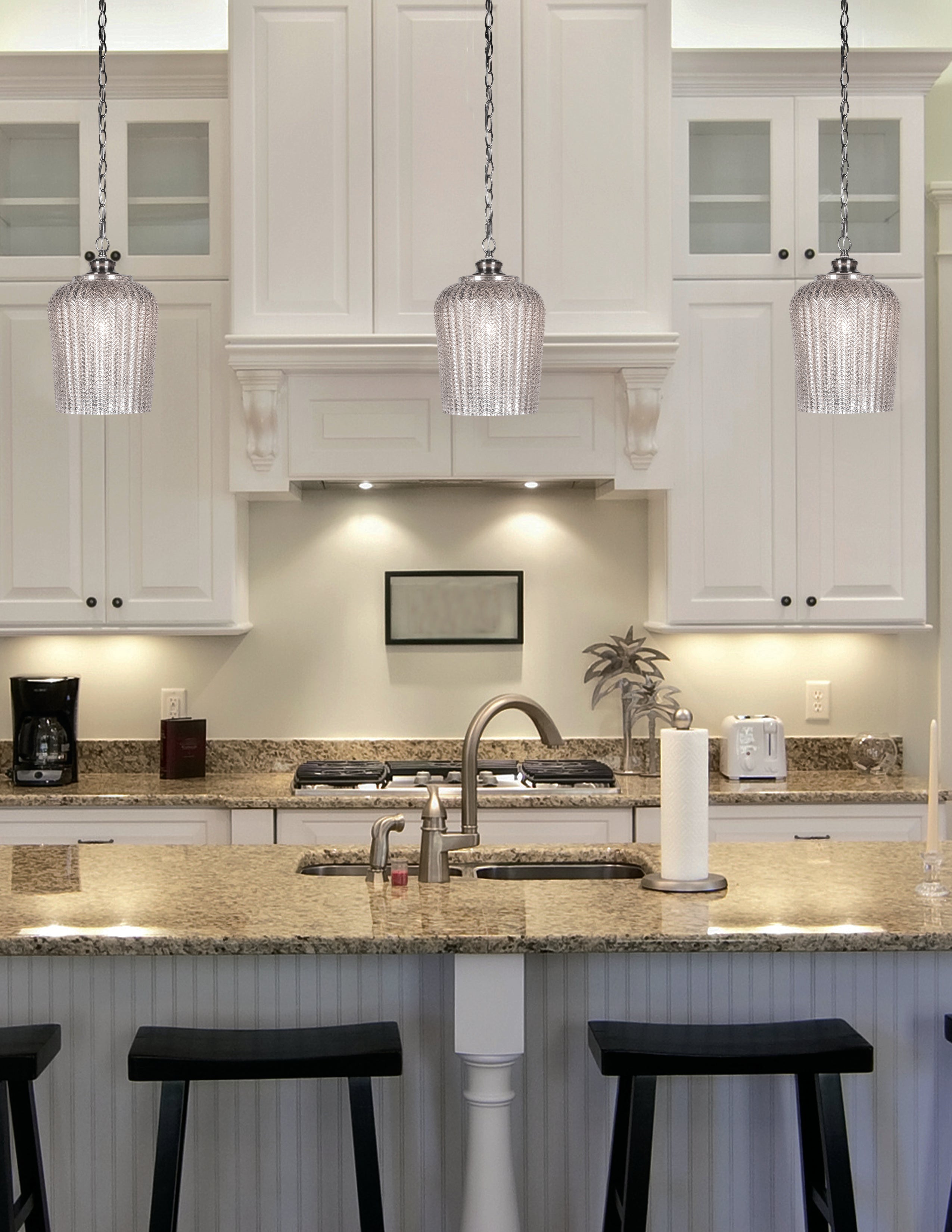 Cordova One Light Pendant in Brushed Nickel with 9" Silver Textured Shade