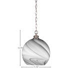 Kimbro One Light Pendant in Brushed Nickel with 11.75" Onyx Swirl Shade