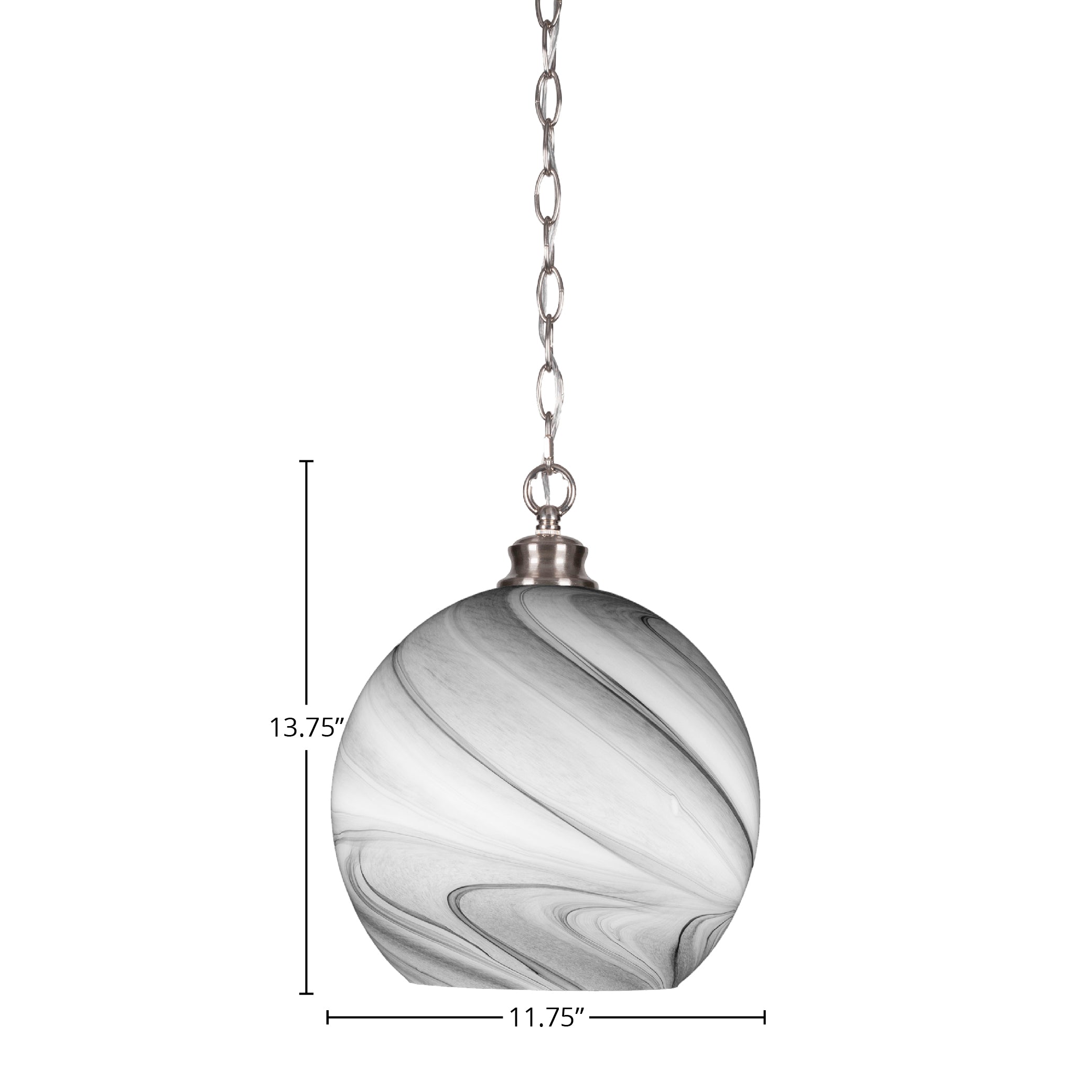Kimbro One Light Pendant in Brushed Nickel with 11.75" Onyx Swirl Shade