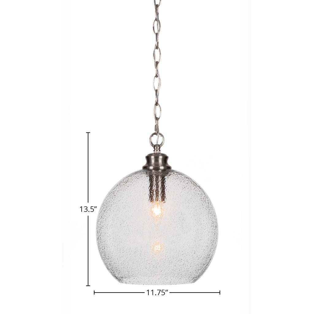 Kimbro One Light Pendant in Brushed Nickel with 11.75" Smoke Bubble Shade