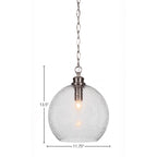 Kimbro One Light Pendant in Brushed Nickel with 11.75" Smoke Bubble Shade