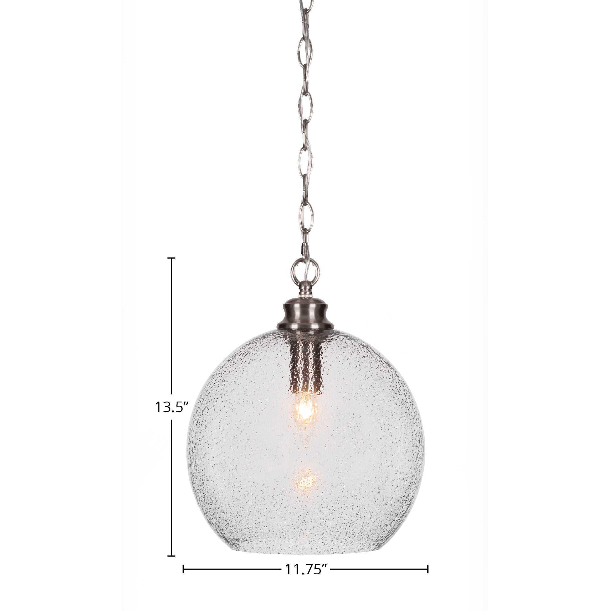 Kimbro One Light Pendant in Brushed Nickel with 11.75" Smoke Bubble Shade