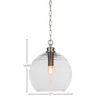 Malena One Light Pendant in Brushed Nickel with 12" Clear Ribbed Shade