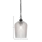 Cordova One Light Pendant in Matte Black with 9" Clear Textured Shade