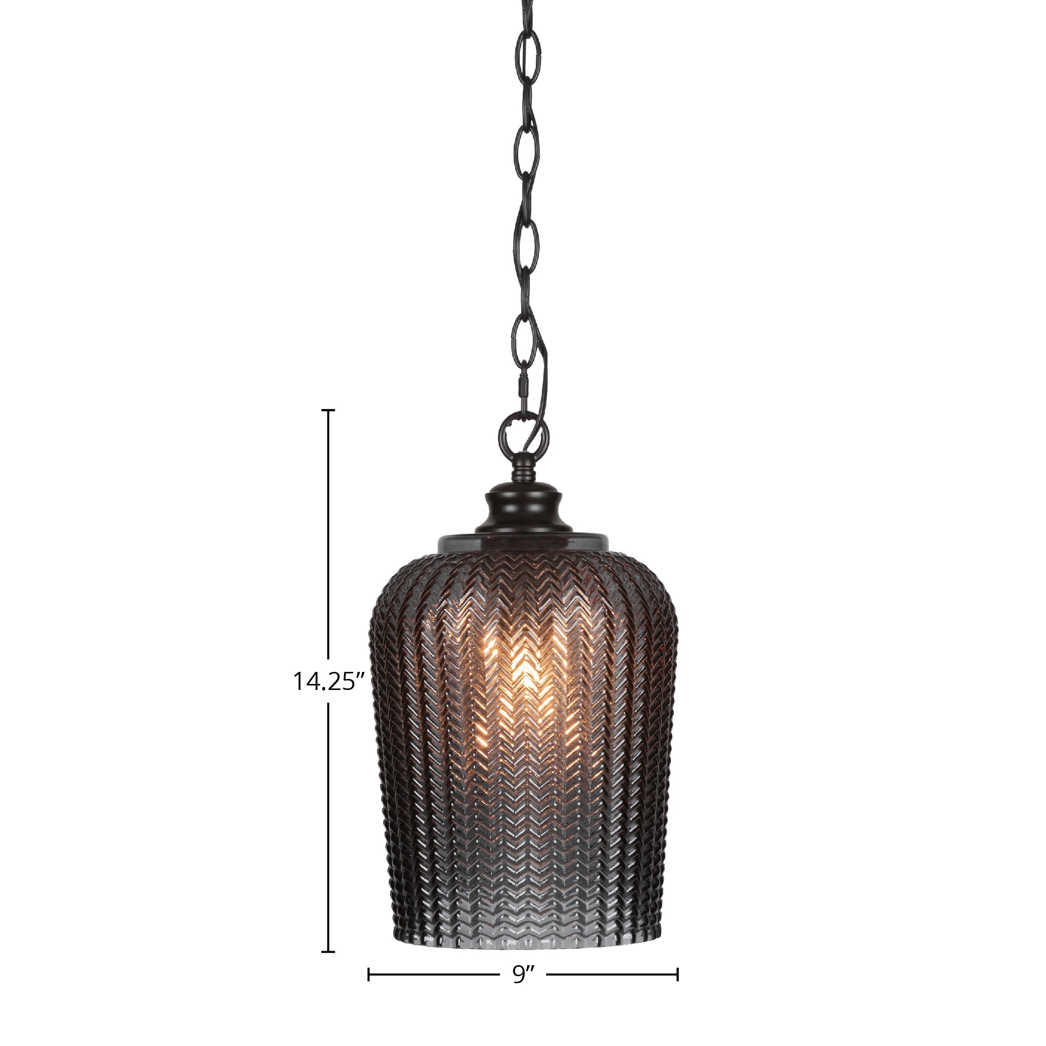 Cordova One Light Pendant in Matte Black with 9" Smoke Textured Shade