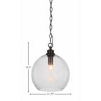 Kimbro One Light Pendant in Matte Black with 11.75" Smoke Bubble Shade