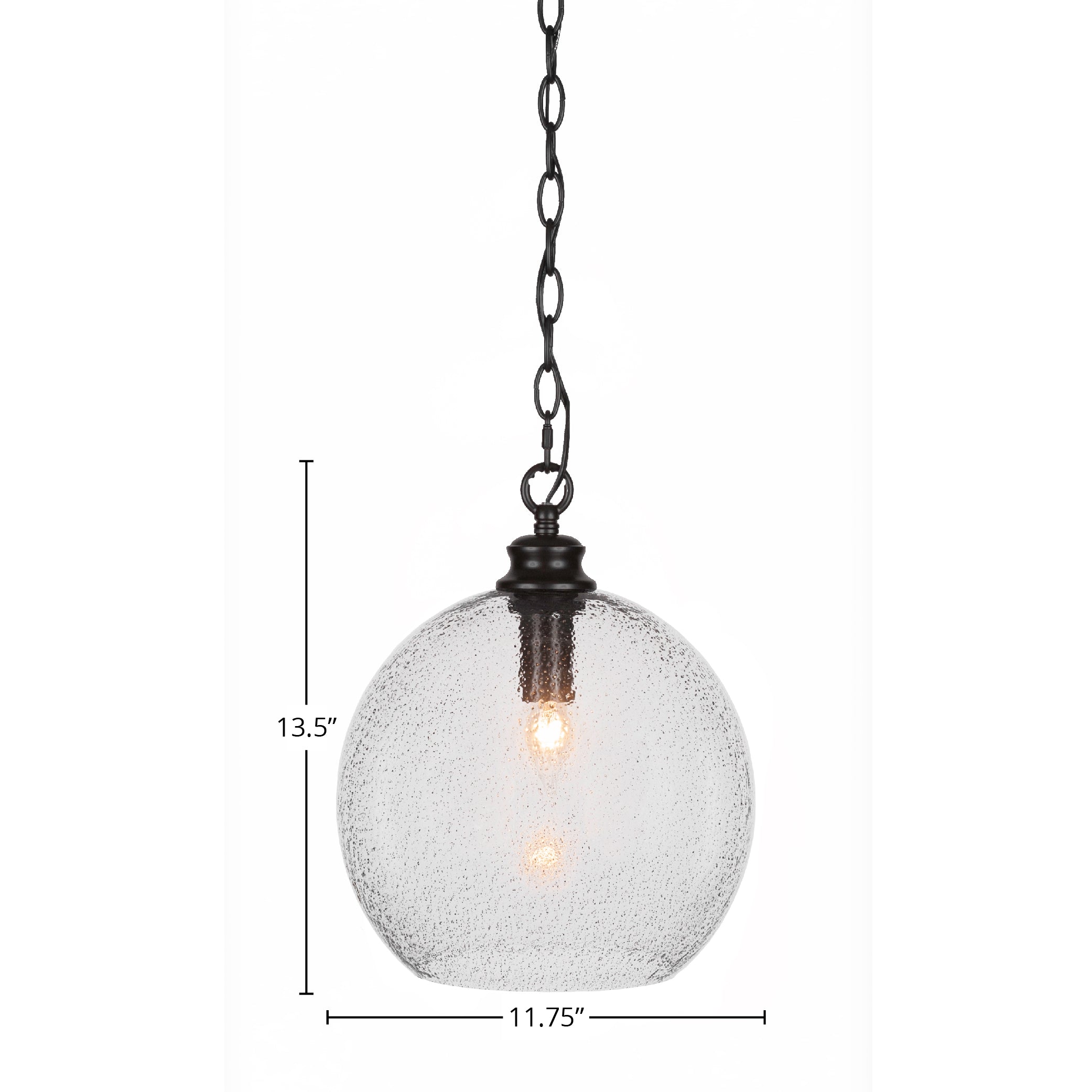 Kimbro One Light Pendant in Matte Black with 11.75" Smoke Bubble Shade