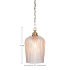 Cordova One Light Pendant in New Age Brass with 9" Clear Textured Shade