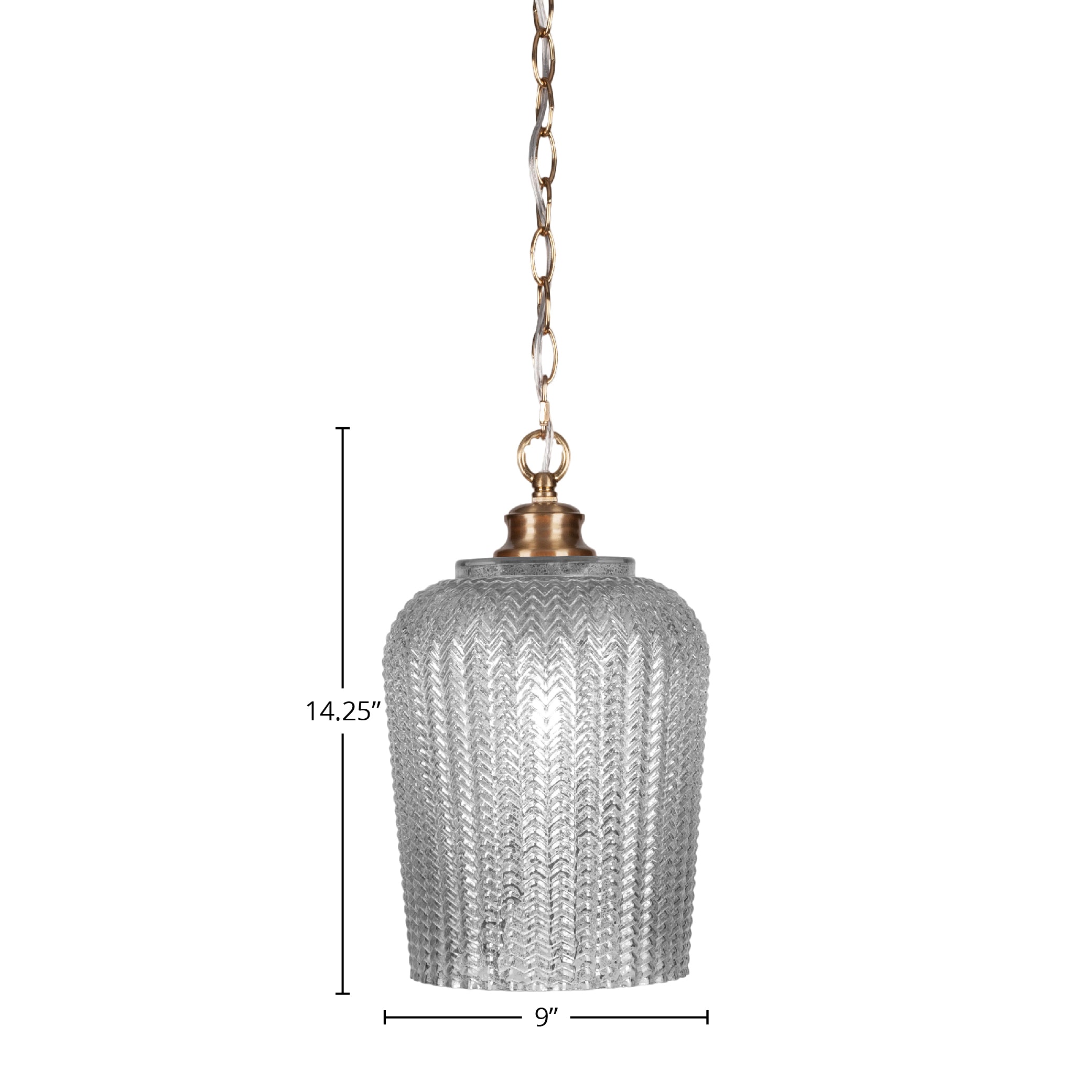 Cordova One Light Pendant in New Age Brass with 9" Silver Textured Shade