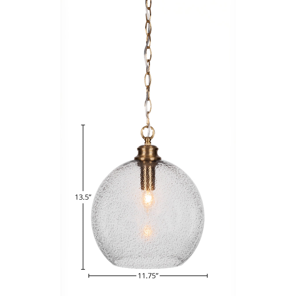Kimbro One Light Pendant in New Age Brass with 11.75" Smoke Bubble Shade