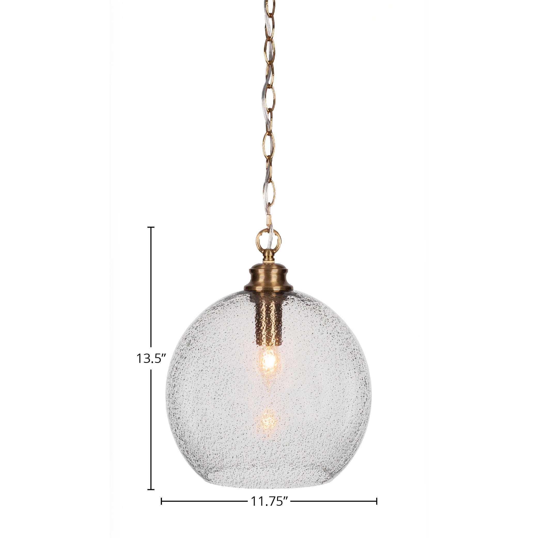 Kimbro One Light Pendant in New Age Brass with 11.75" Smoke Bubble Shade