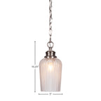 Cordova One Light Pendant in Brushed Nickel with 5" Clear Textured Shade