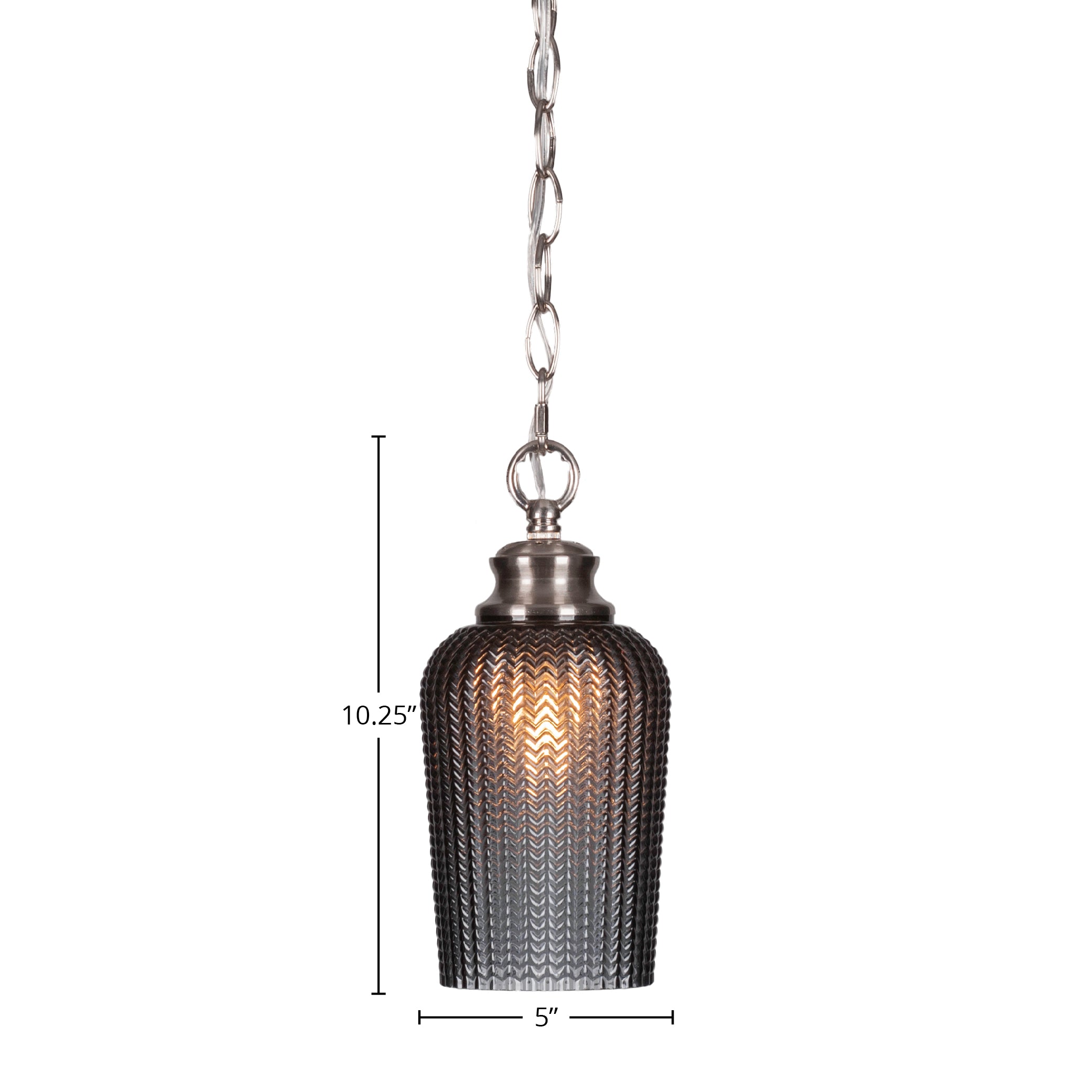 Cordova One Light Pendant in Brushed Nickel with 5" Smoke Textured Shade