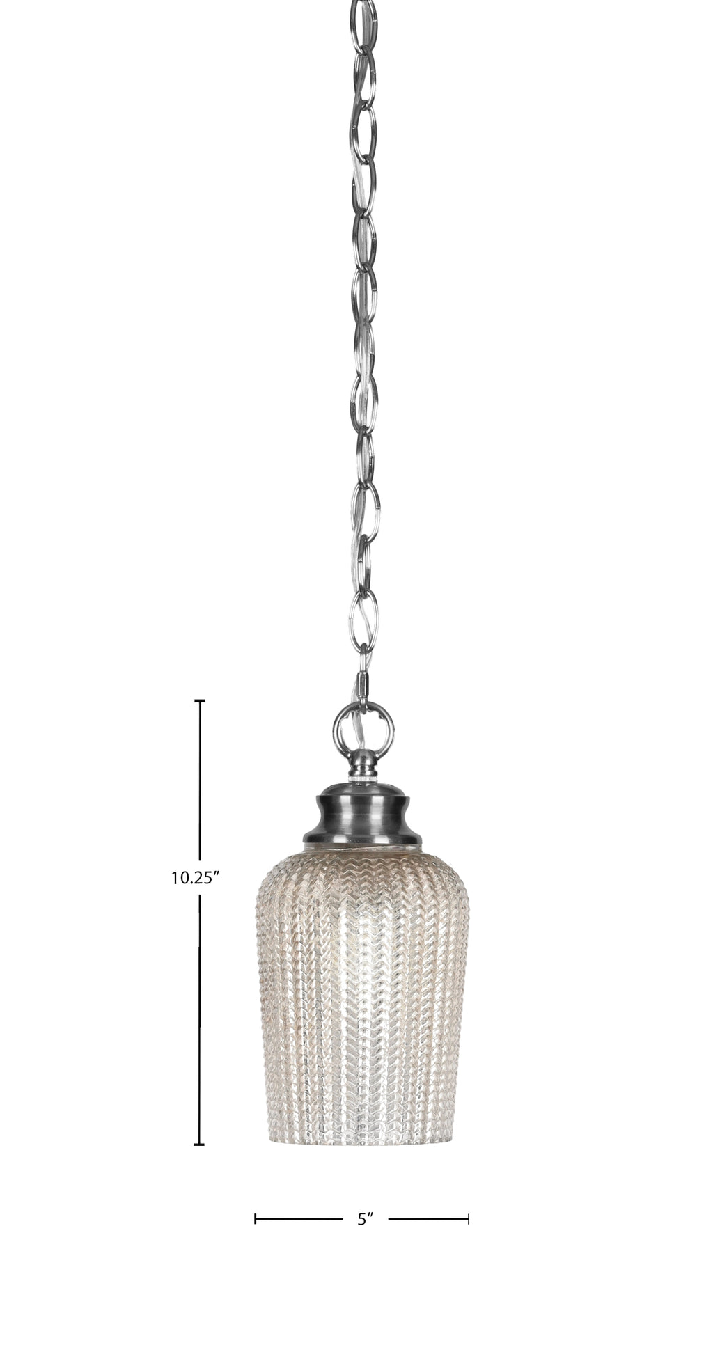 Cordova One Light Pendant in Brushed Nickel with 5" Silver Textured Shade