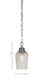 Cordova One Light Pendant in Brushed Nickel with 5" Silver Textured Shade