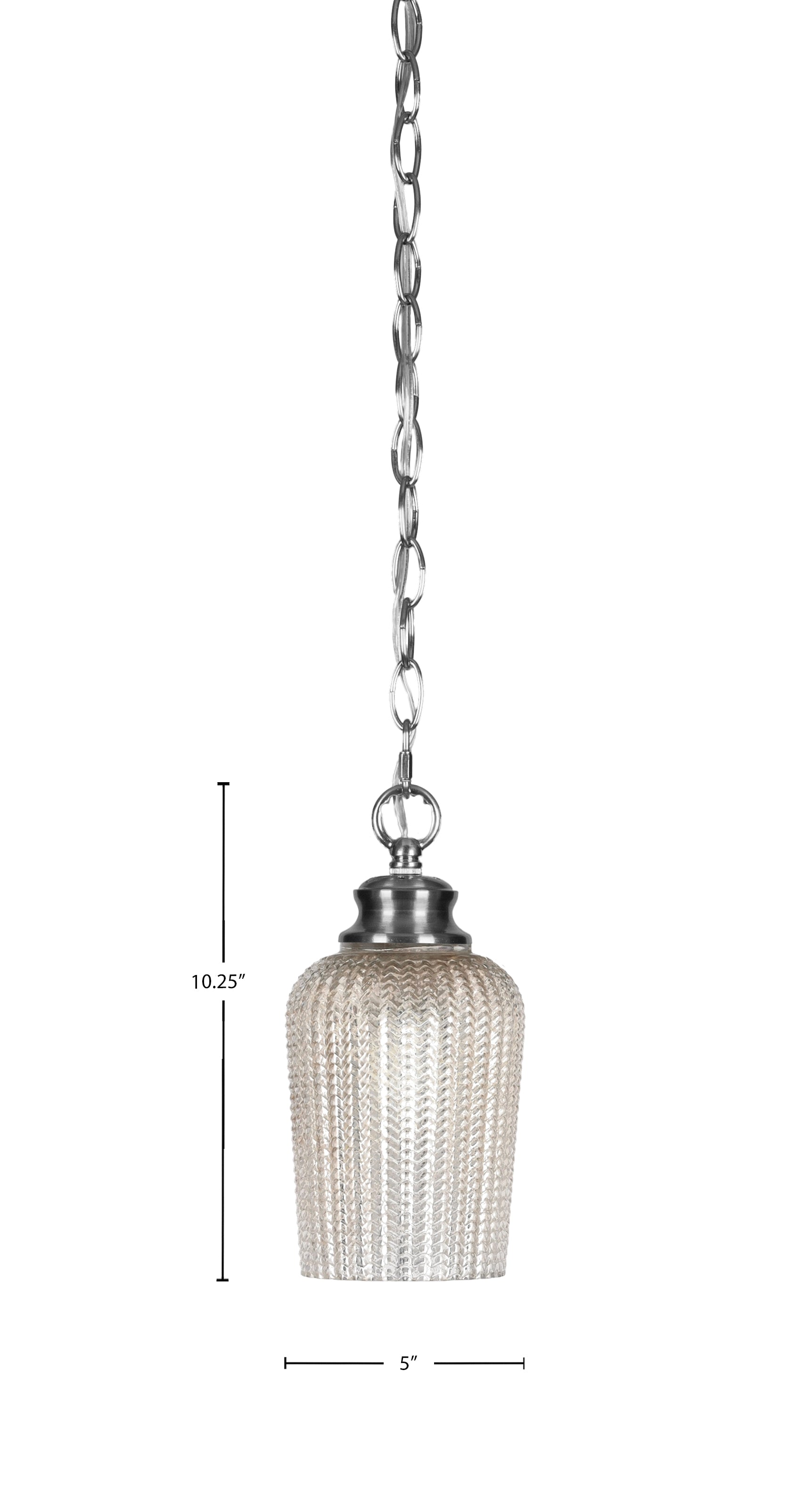 Cordova One Light Pendant in Brushed Nickel with 5" Silver Textured Shade