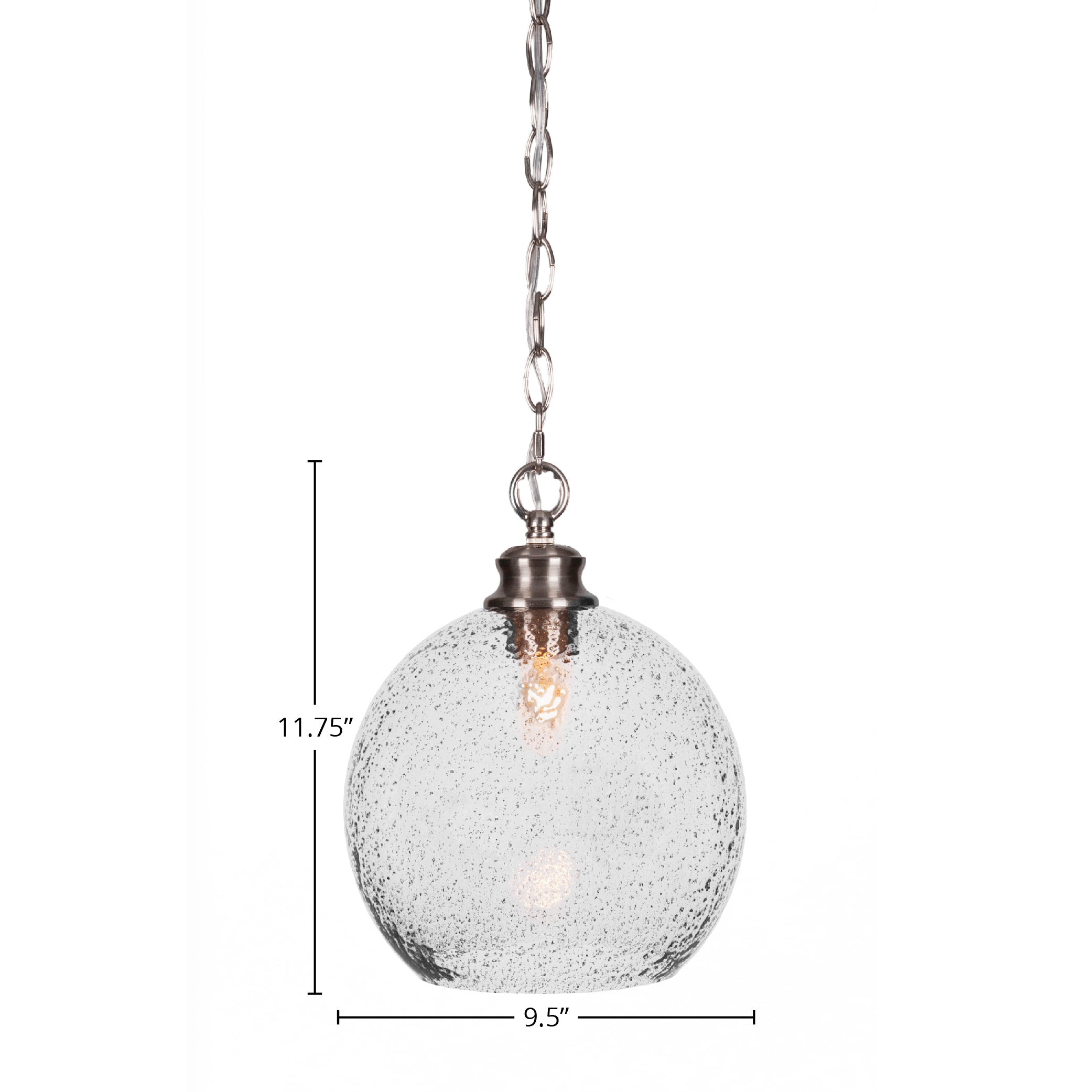 Kimbro One Light Pendant in Brushed Nickel with 9.5" Smoke Bubble Shade