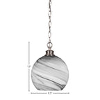 Kimbro One Light Pendant in Brushed Nickel with 9.5" Onyx Swirl Shade