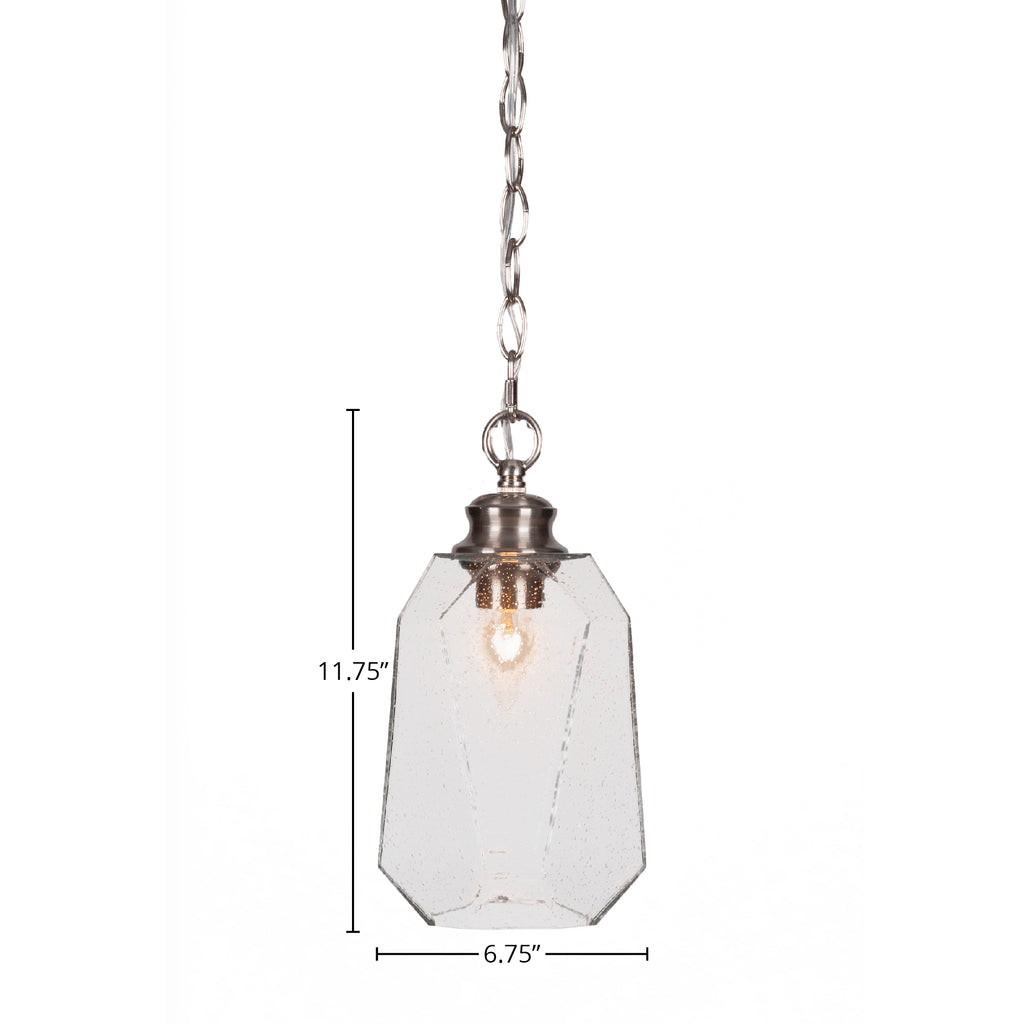 Rocklin One Light Pendant in Brushed Nickel with 6.25" Clear Bubble Shade
