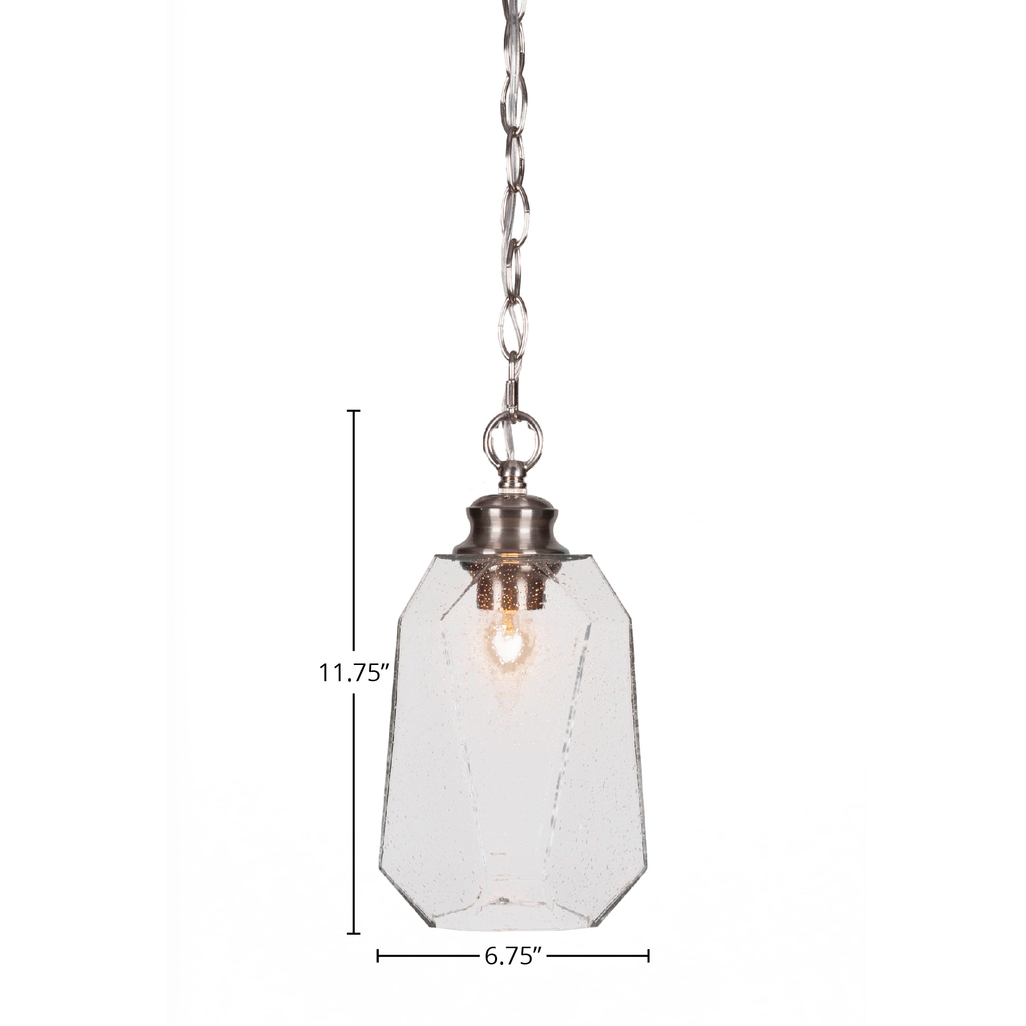 Rocklin One Light Pendant in Brushed Nickel with 6.25" Clear Bubble Shade