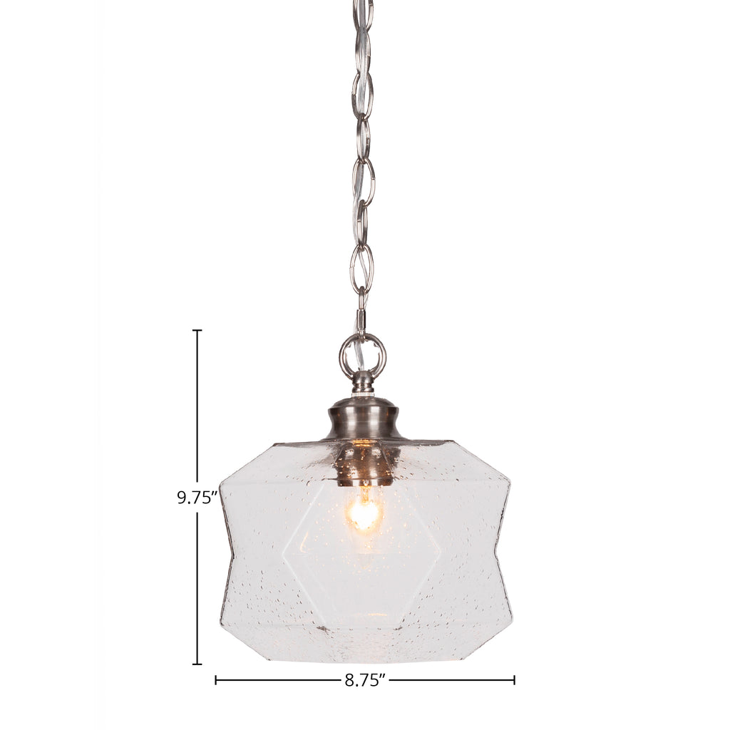 Rocklin One Light Pendant in Brushed Nickel with 8.75" Clear Bubble Shade