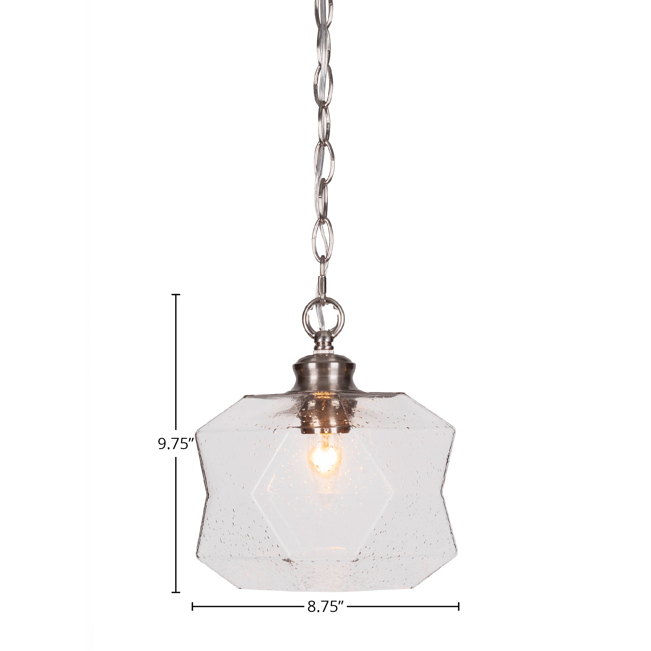 Rocklin One Light Pendant in Brushed Nickel with 8.75" Clear Bubble Shade