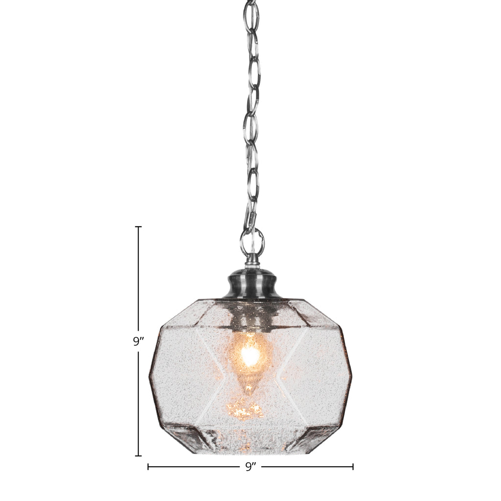 Rocklin One Light Pendant in Brushed Nickel with 8.75" Smoke Shade
