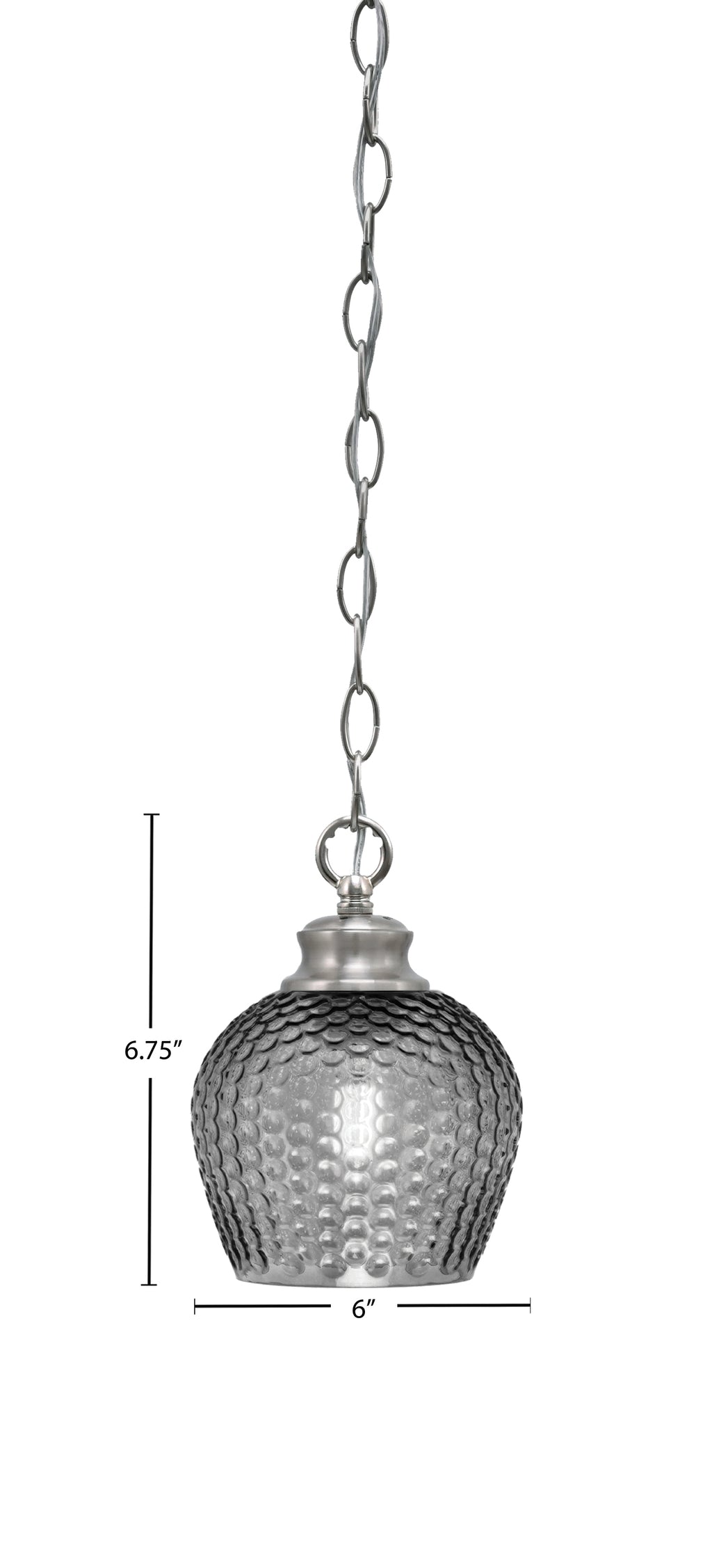 Zola One Light Pendant in Brushed Nickel with 6" Smoke Textured Shade