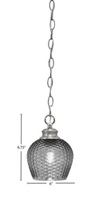 Zola One Light Pendant in Brushed Nickel with 6" Smoke Textured Shade