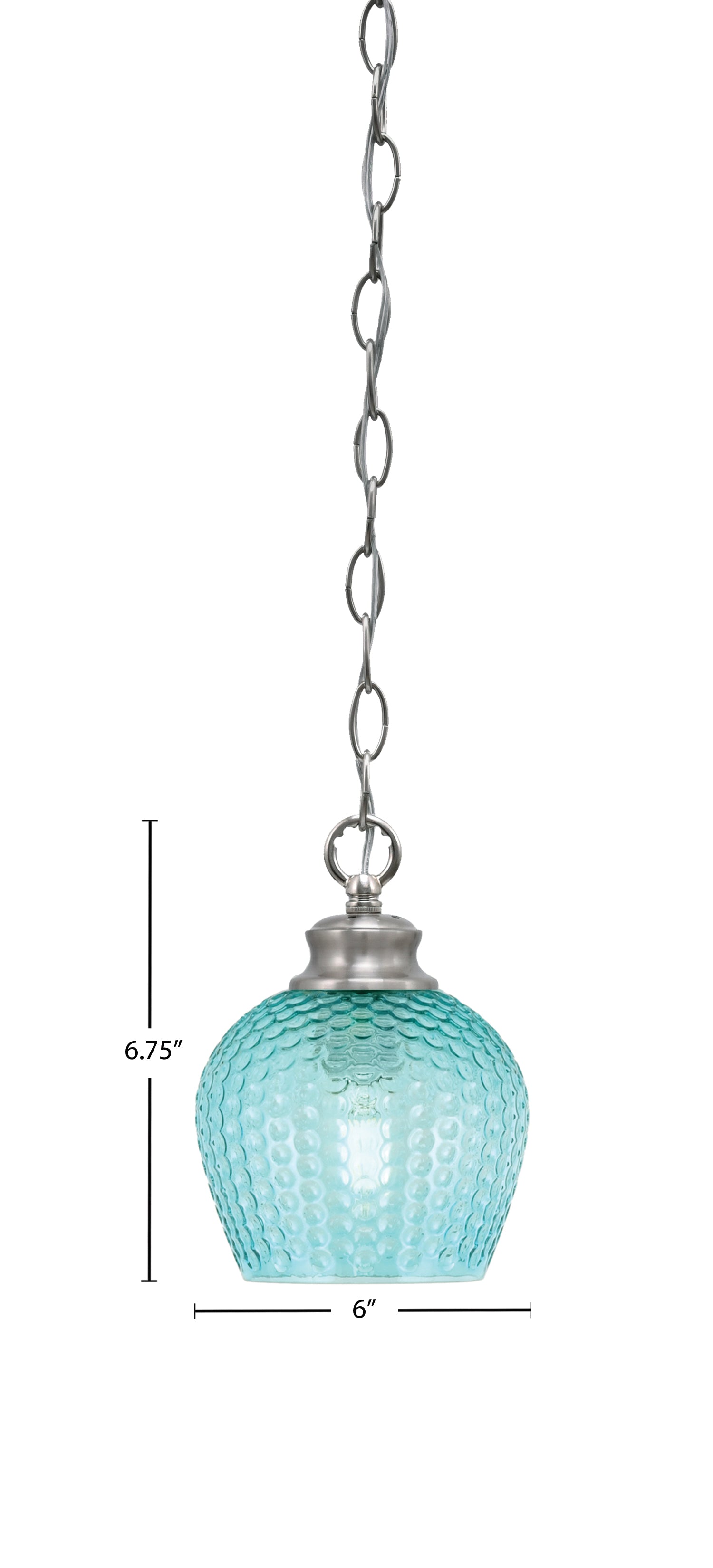Zola One Light Pendant in Brushed Nickel with 6" Turquoise Textured Shade