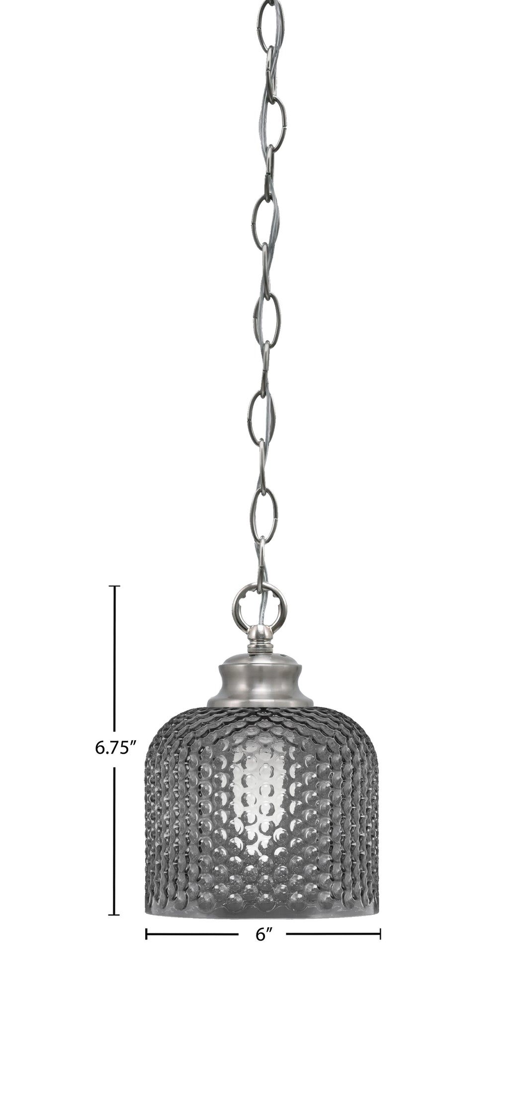Zola One Light Pendant in Brushed Nickel with 6" Smoke Textured Shade