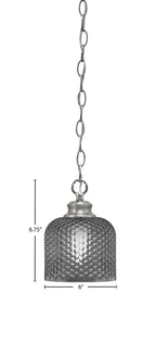 Zola One Light Pendant in Brushed Nickel with 6" Smoke Textured Shade