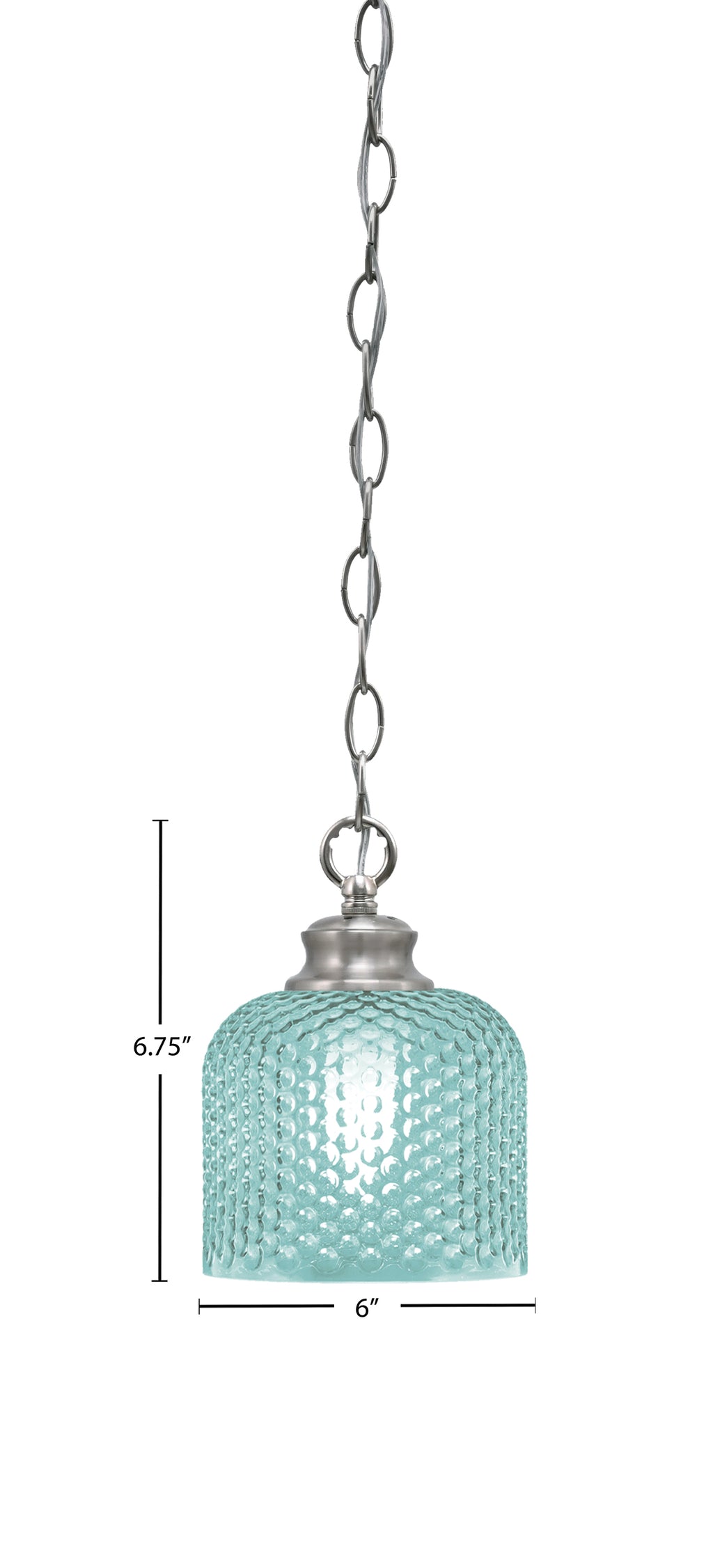 Zola One Light Pendant in Brushed Nickel with 6" Turquoise Textured Shade