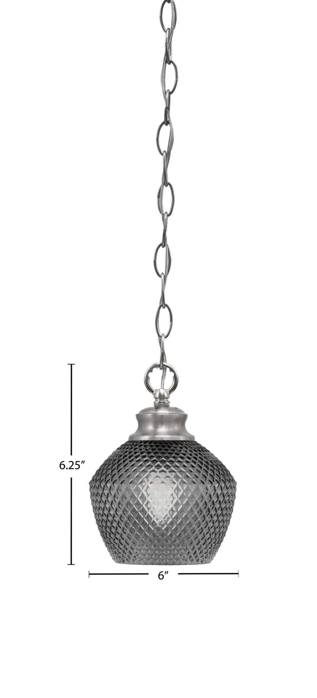 Zola One Light Pendant in Brushed Nickel with 6" Smoke Textured Shade