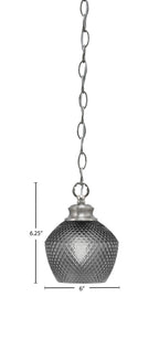 Zola One Light Pendant in Brushed Nickel with 6" Smoke Textured Shade