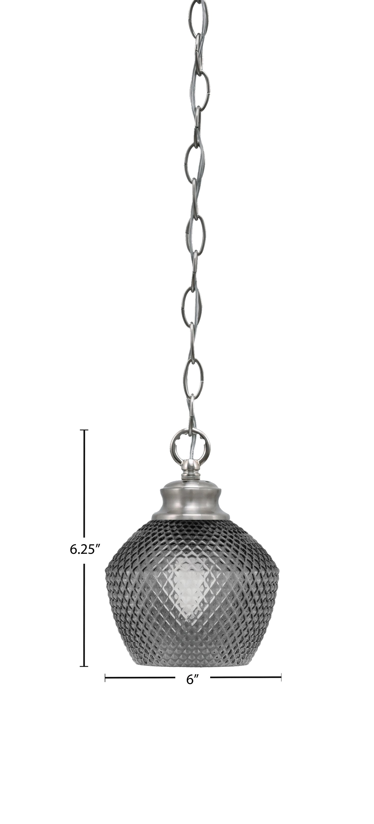 Zola One Light Pendant in Brushed Nickel with 6" Smoke Textured Shade