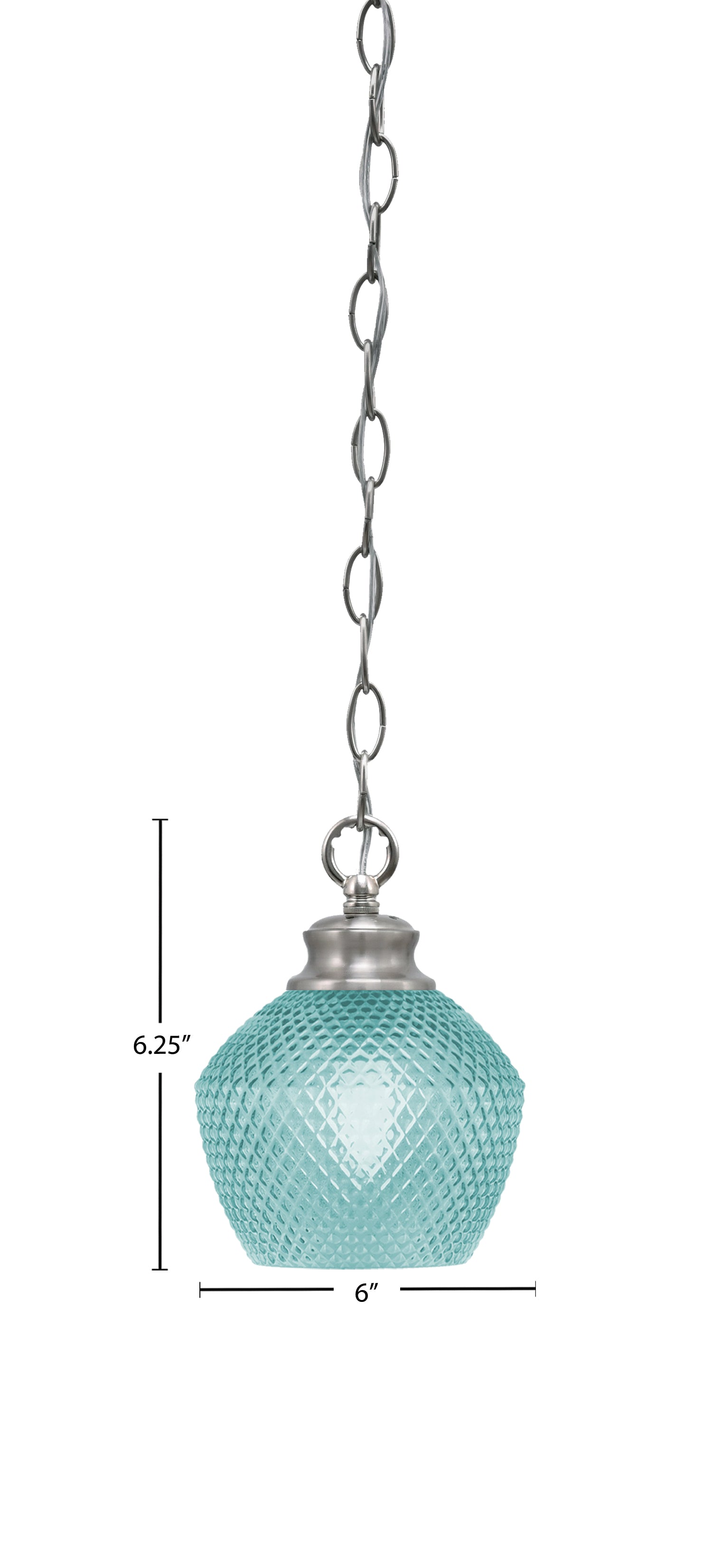 Zola One Light Pendant in Brushed Nickel with 6" Turquoise Textured Shade