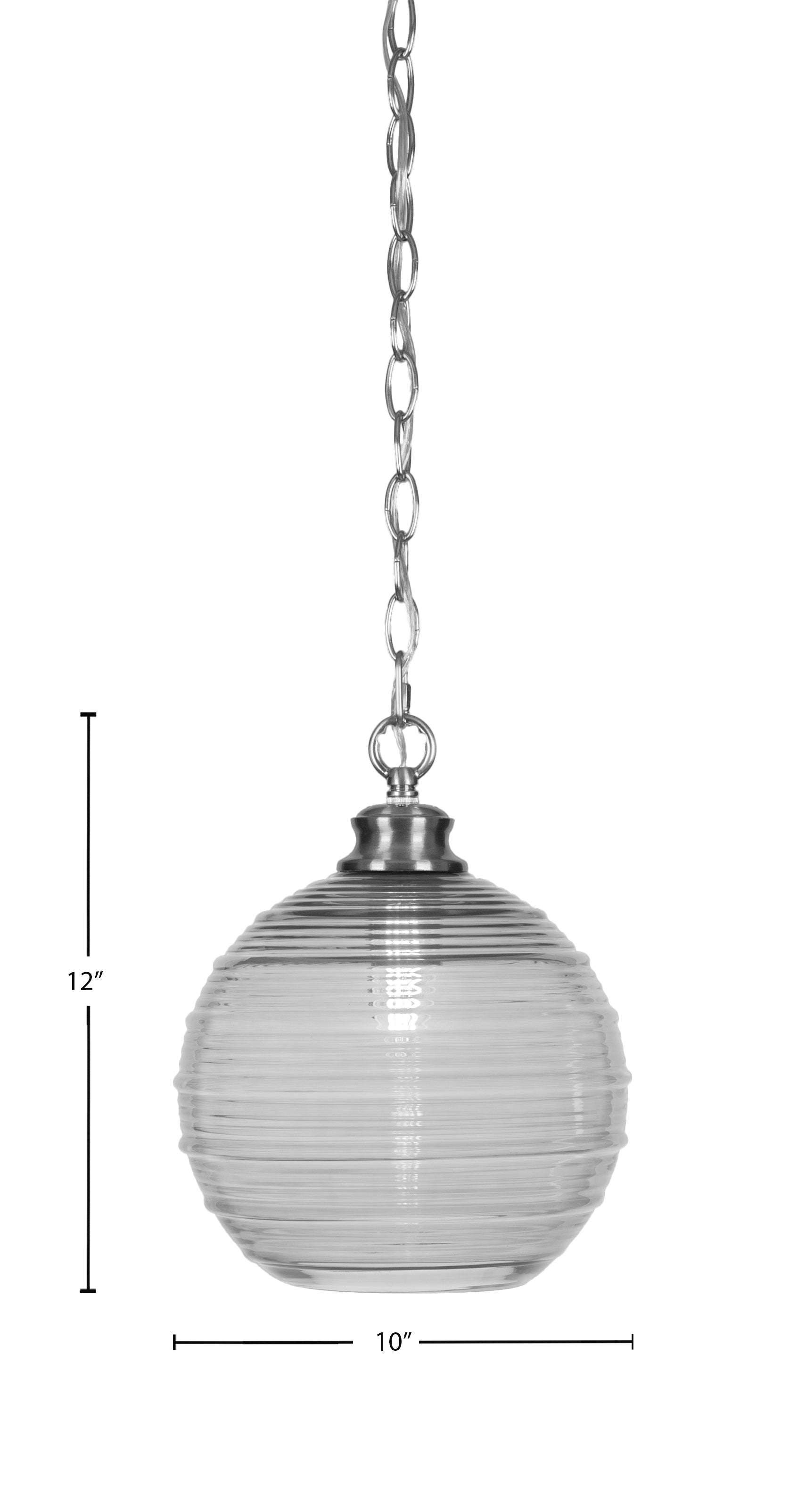 Malena One Light Pendant in Brushed Nickel with 10" Smoke Ribbed Shade