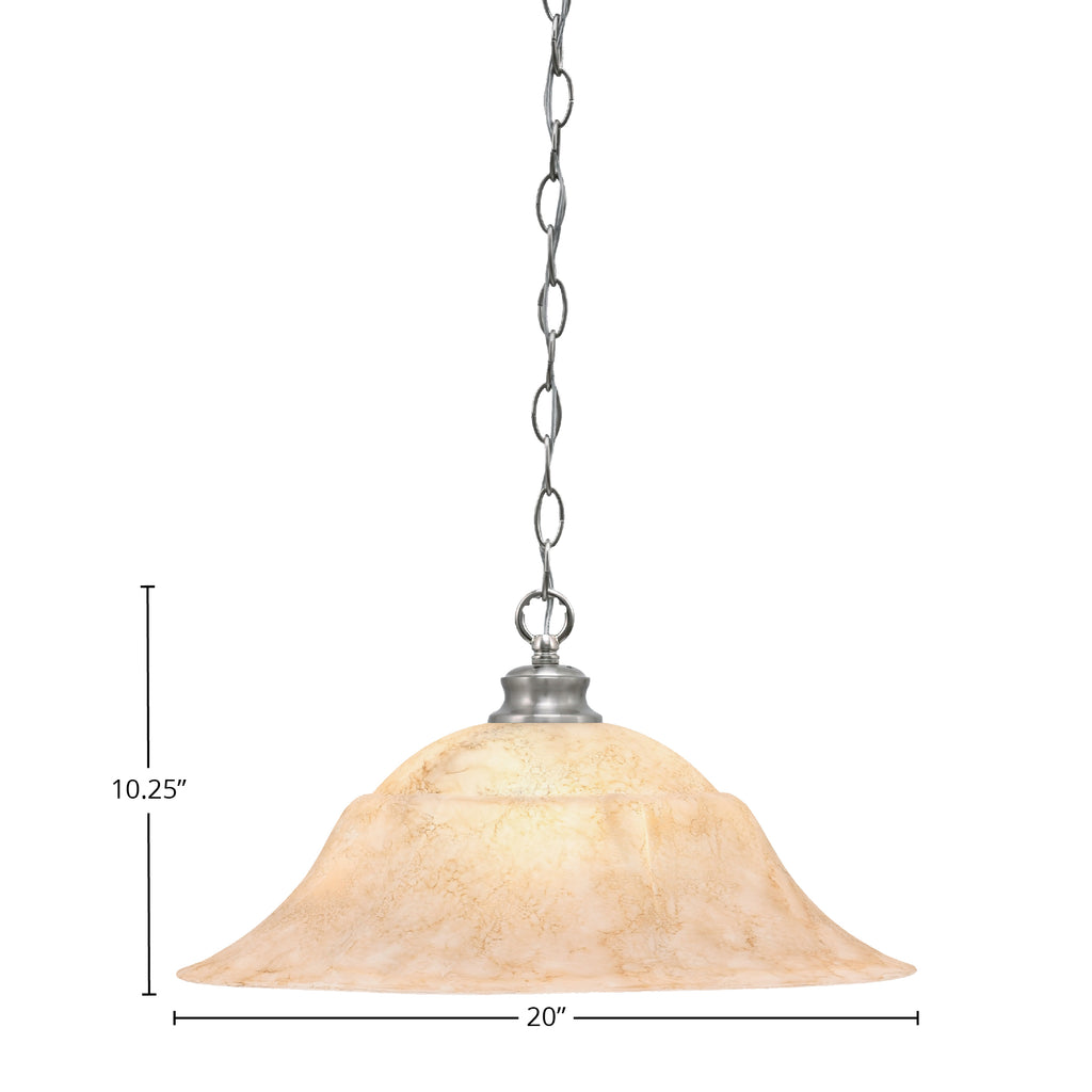 Chain One Light Pendant in Brushed Nickel with 20" Italian Marble Shade