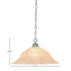 Chain One Light Pendant in Brushed Nickel with 20" Italian Marble Shade
