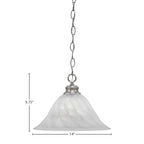 Chain One Light Pendant in Brushed Nickel with 14" White Alabaster Swirl Shade