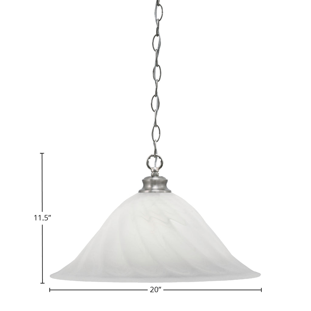 Chain One Light Pendant in Brushed Nickel with 20" White Alabaster Swirl Shade