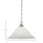Chain One Light Pendant in Brushed Nickel with 20" White Alabaster Swirl Shade