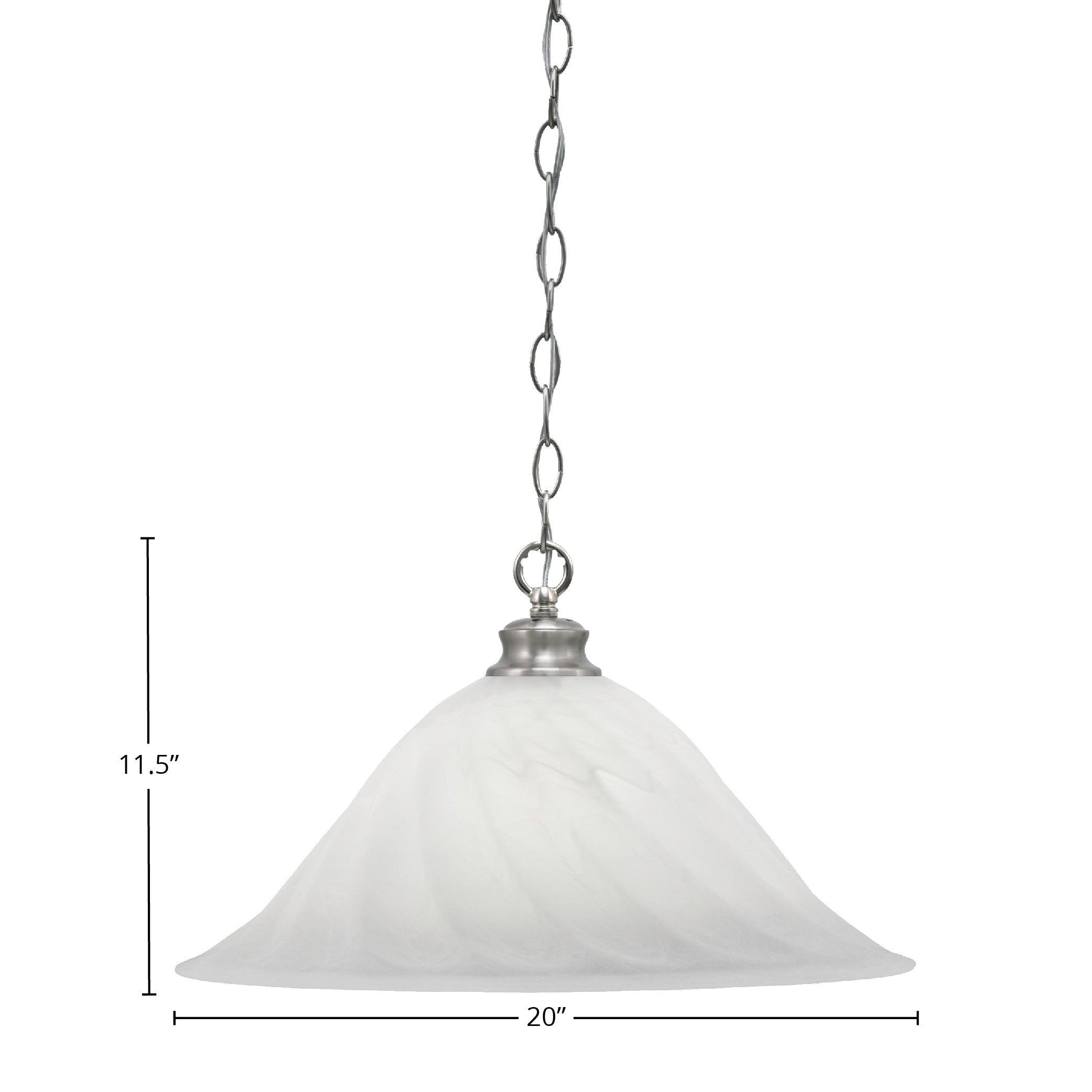 Chain One Light Pendant in Brushed Nickel with 20" White Alabaster Swirl Shade
