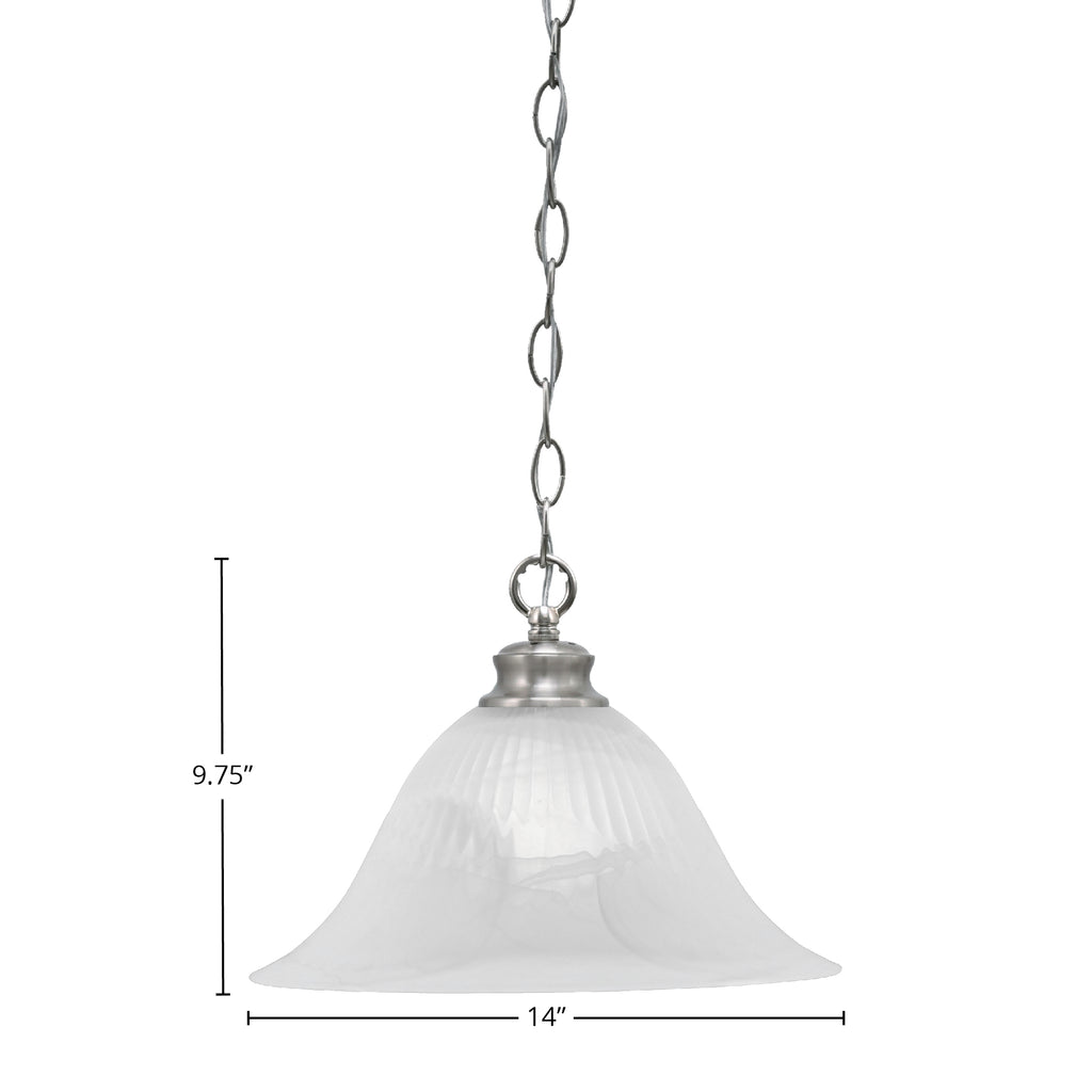 Chain One Light Pendant in Brushed Nickel with 14" White Alabaster Swirl Shade