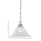 Chain One Light Pendant in Brushed Nickel with 14" White Alabaster Swirl Shade